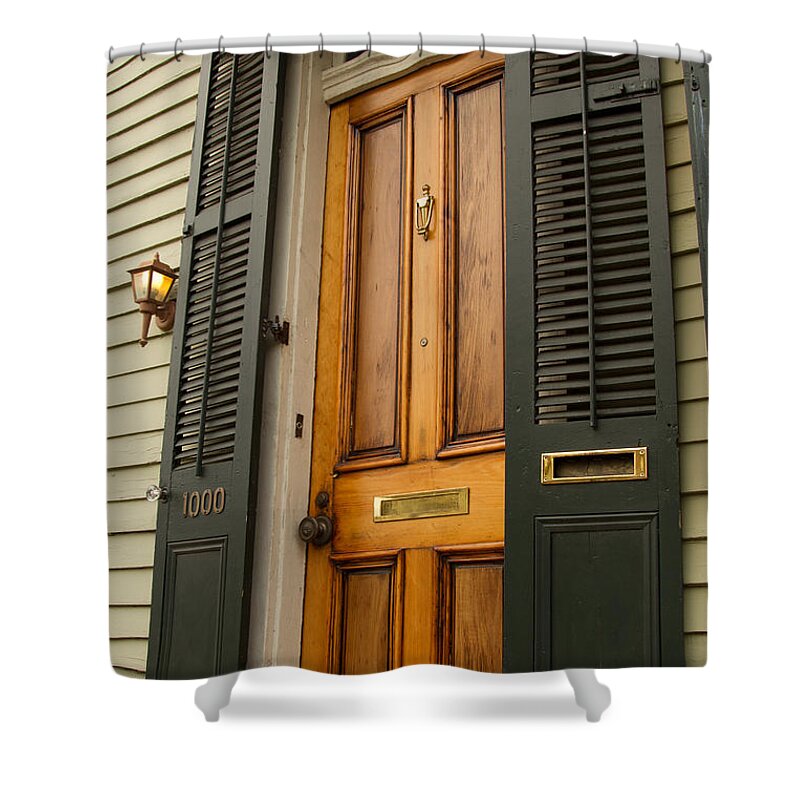 New Orleans Shower Curtain featuring the photograph French Quarter Door - 12 by Susie Hoffpauir