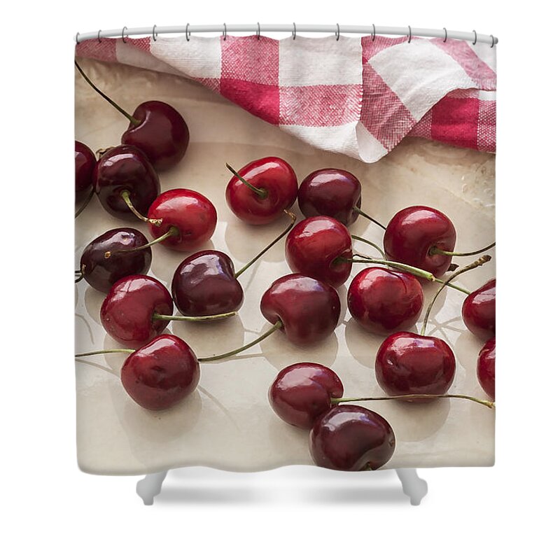 Cherries Shower Curtain featuring the photograph Fresh Bing Cherries by Rich Franco