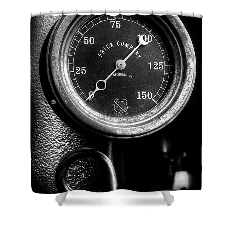 Frick Steam Gauge Shower Curtain featuring the photograph Frick Company Steam Gauge by Michael Eingle