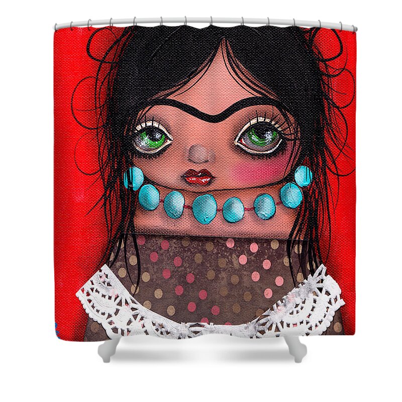 Frida Kahlo Shower Curtain featuring the painting Frida la Gorda by Abril Andrade
