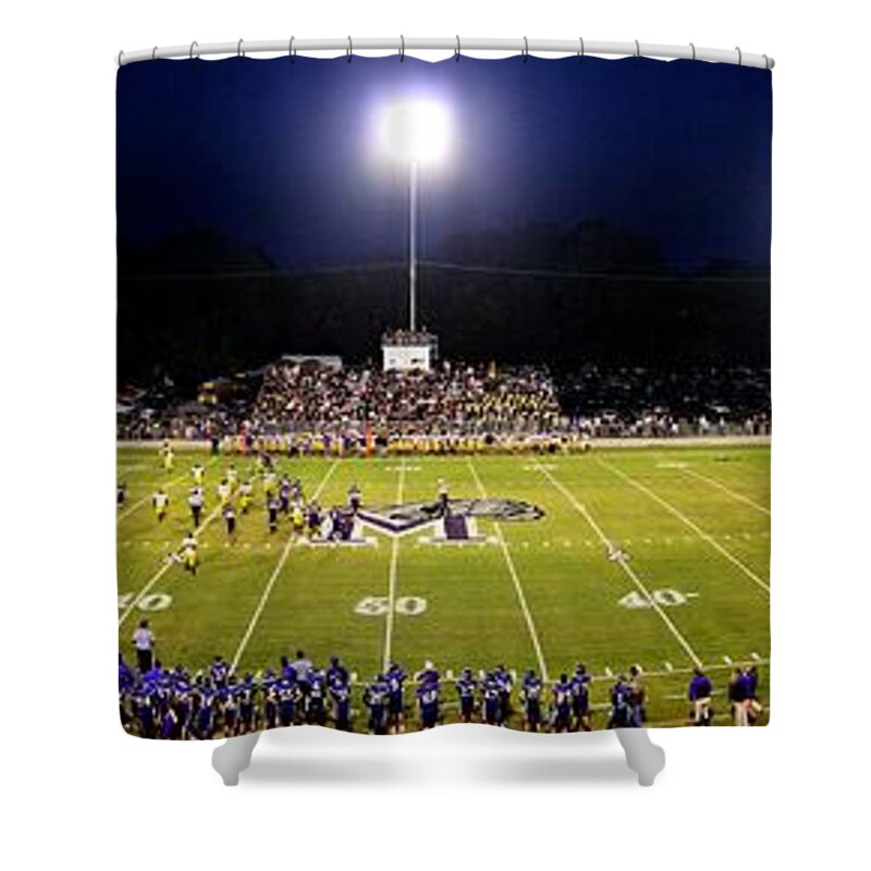 Football Shower Curtain featuring the photograph Friday Night Lights by David Zarecor