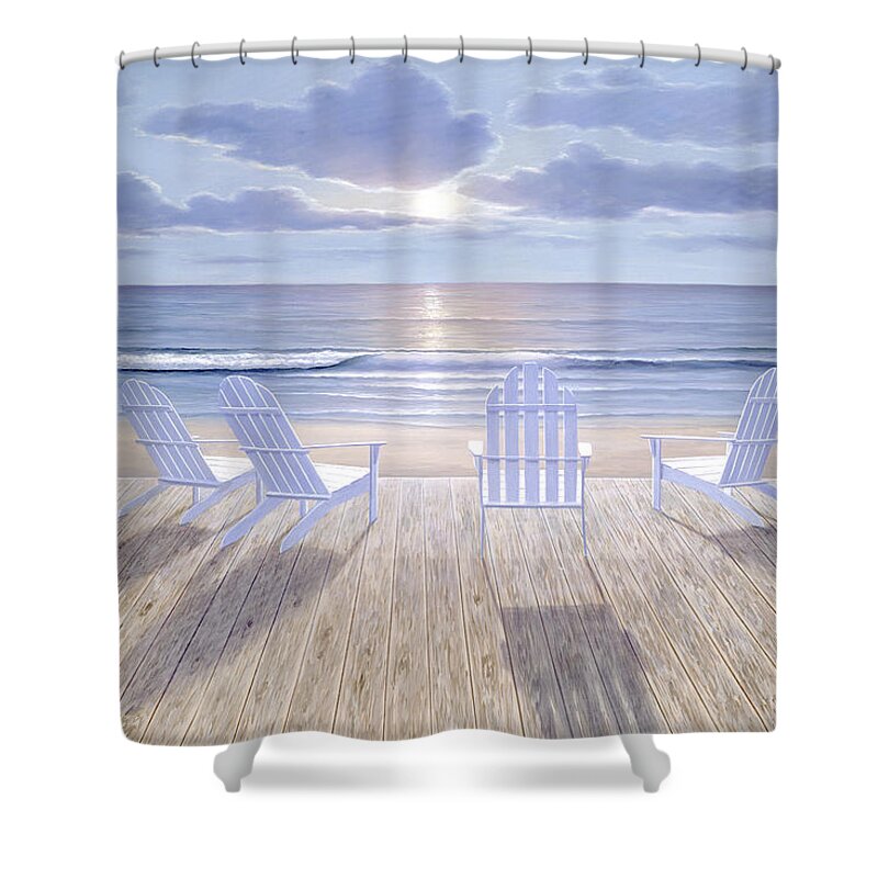 Beach Shower Curtain featuring the painting FRIENDS and LOVERS by Diane Romanello