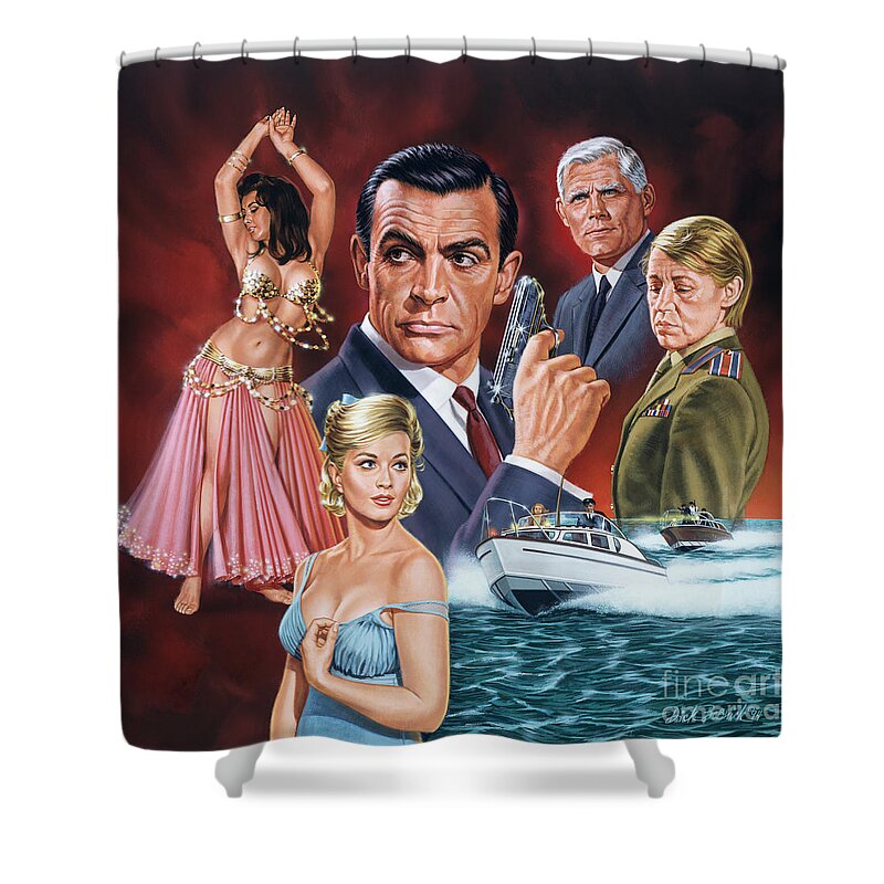 Portrait Shower Curtain featuring the painting From Russia With Love by Dick Bobnick