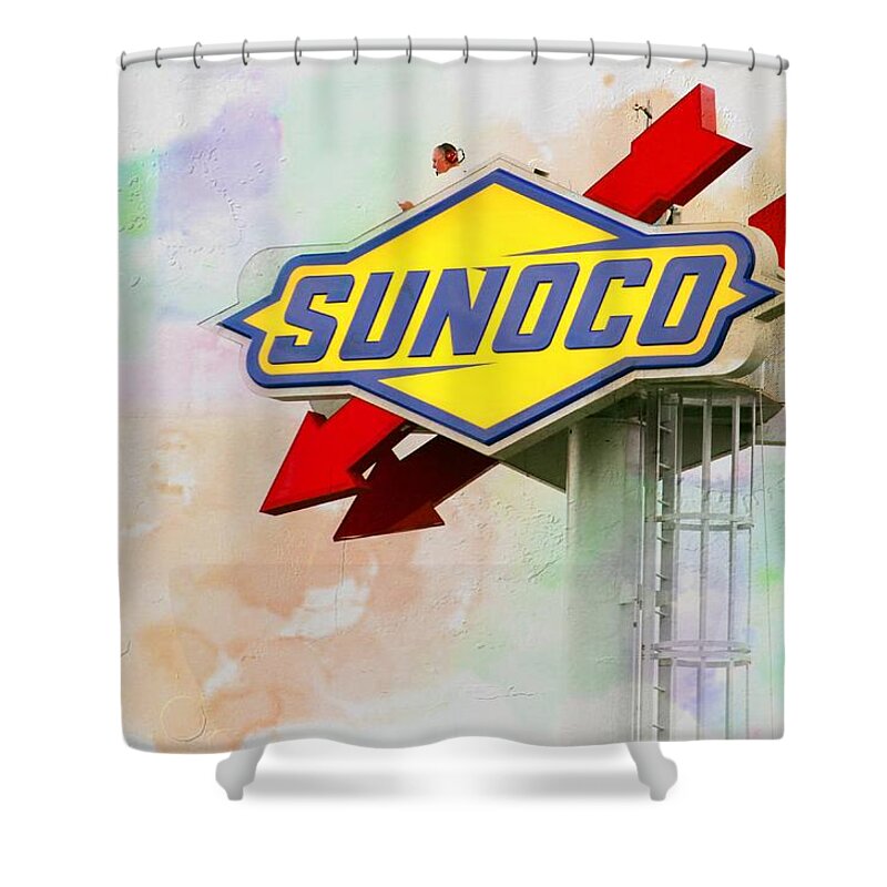 Daytona Beach Races Shower Curtain featuring the photograph From The Sunoco Roost by Alice Gipson