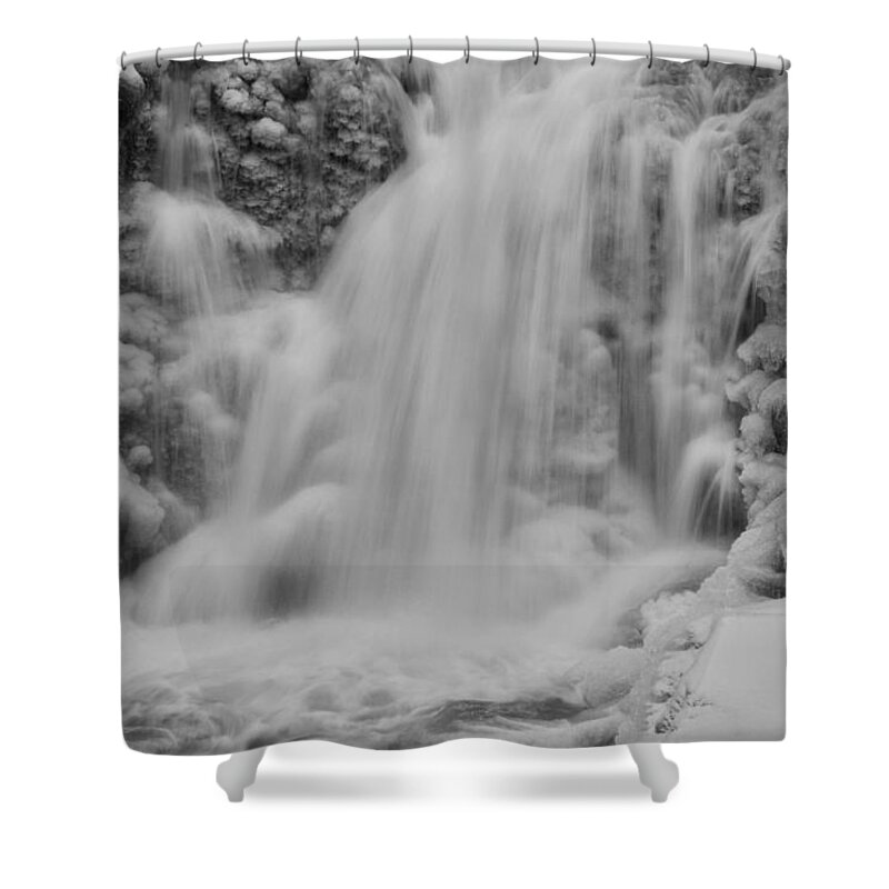 Cyrstal Falls Shower Curtain featuring the photograph Frozen Calamity by Mark Kiver