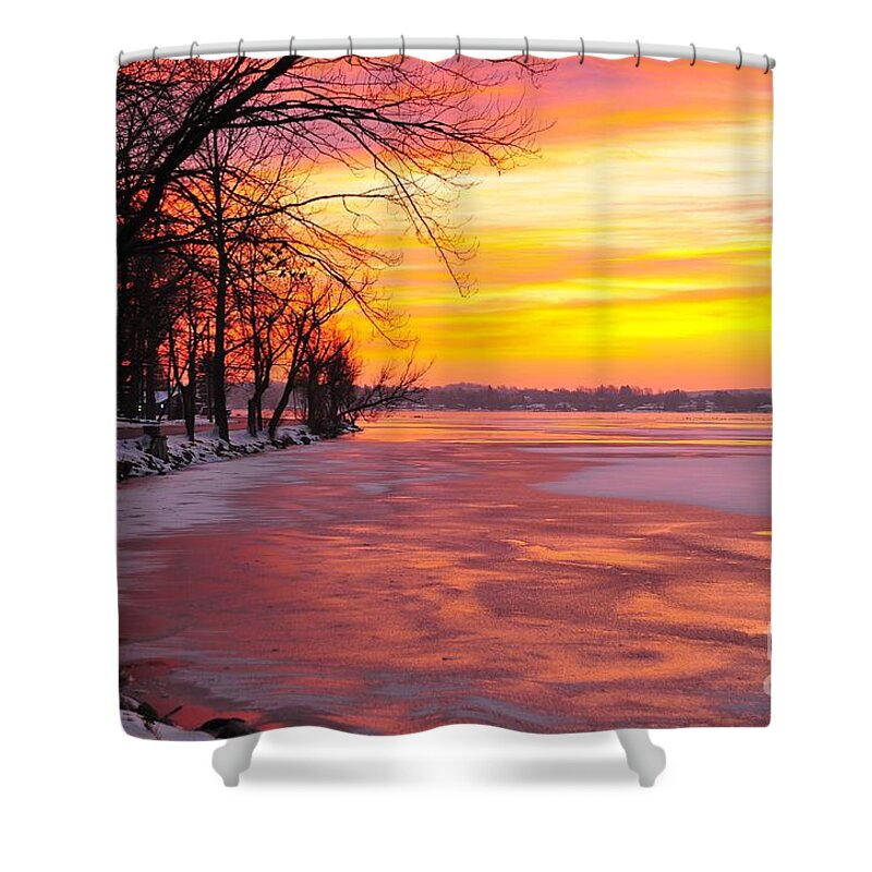 Sunrise Shower Curtain featuring the photograph Frozen Dawn  by Terri Gostola