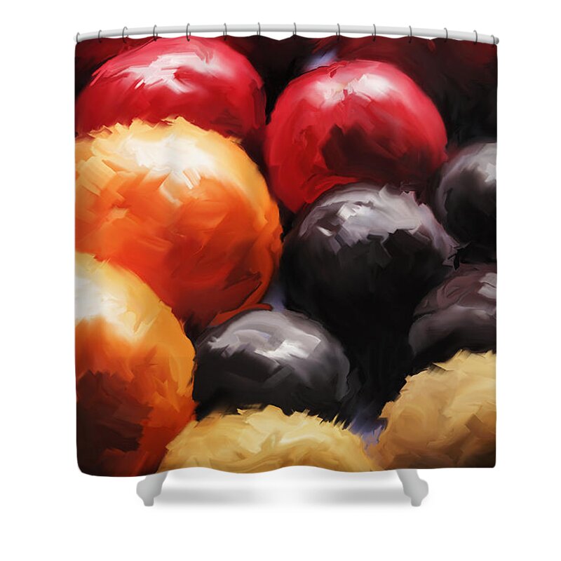 Pallet Knife And Oils Shower Curtain featuring the digital art Fruit Bowl by Vincent Franco