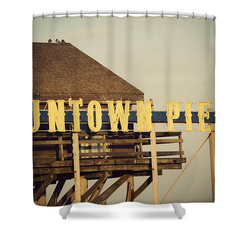 Funtown Pier Shower Curtain featuring the photograph FUNTOWN Vintage by Terry DeLuco