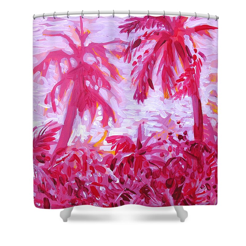 Pink Shower Curtain featuring the painting Fuschia Landscape by Tilly Strauss