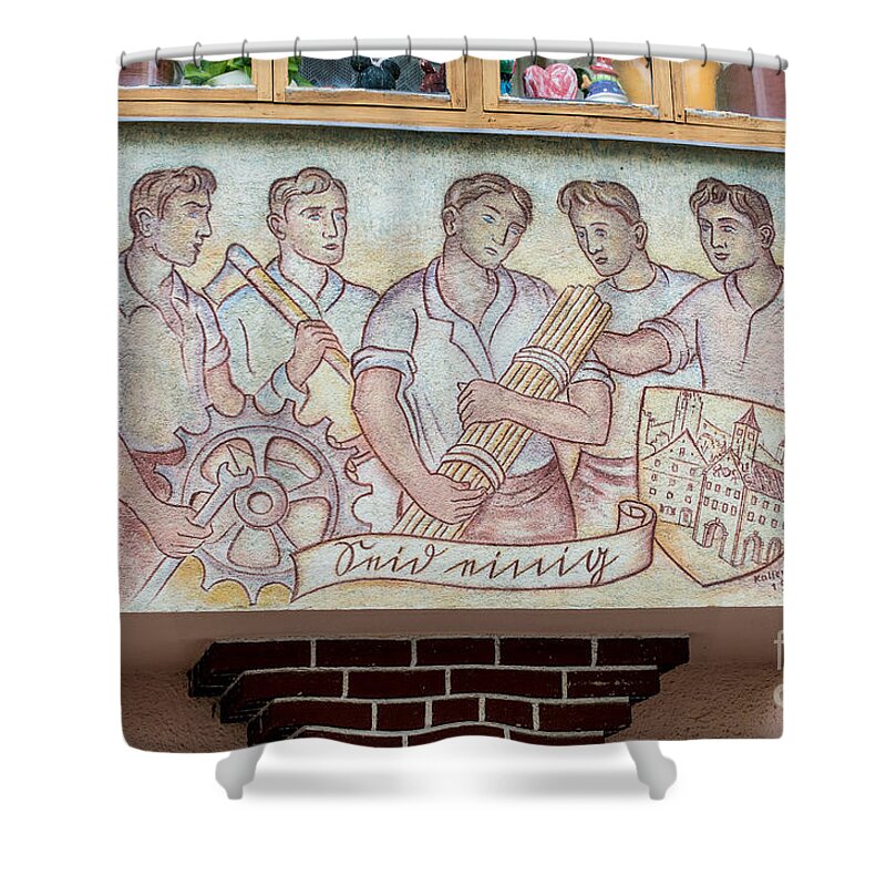 Fussen Shower Curtain featuring the photograph Fussen Old Town Fresco - Bavaria - Germany by Gary Whitton