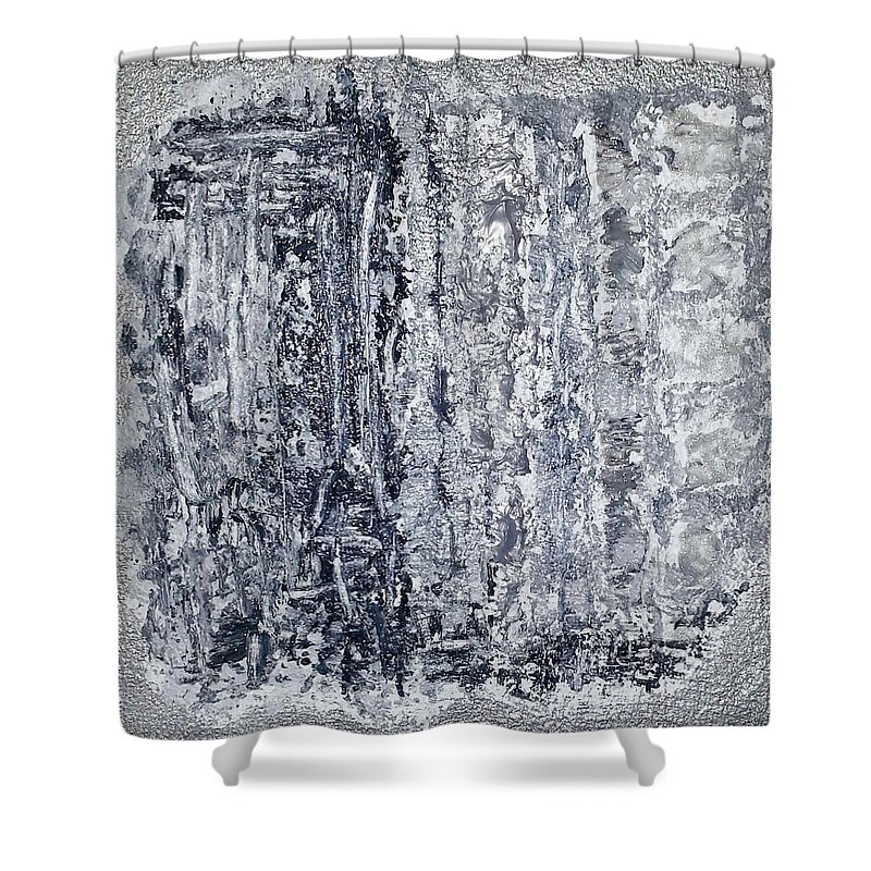 Abstract Artwork Shower Curtain featuring the painting G1 - greys by KUNST MIT HERZ Art with heart
