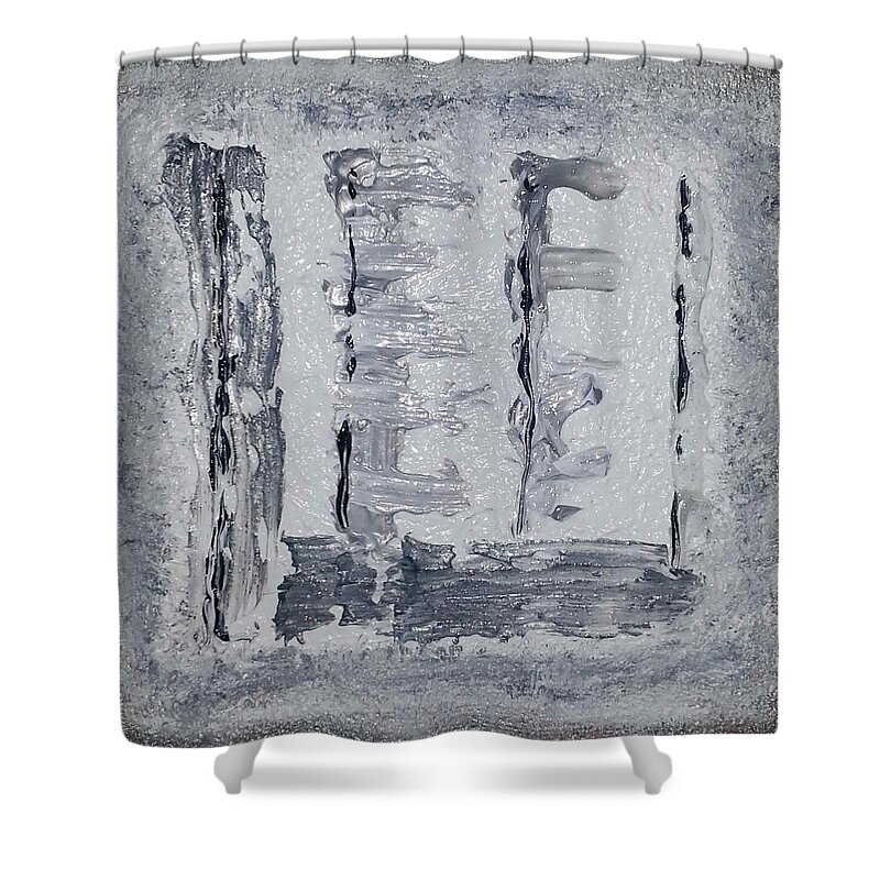 Abstract Painting Shower Curtain featuring the painting G2 - greys by KUNST MIT HERZ Art with heart