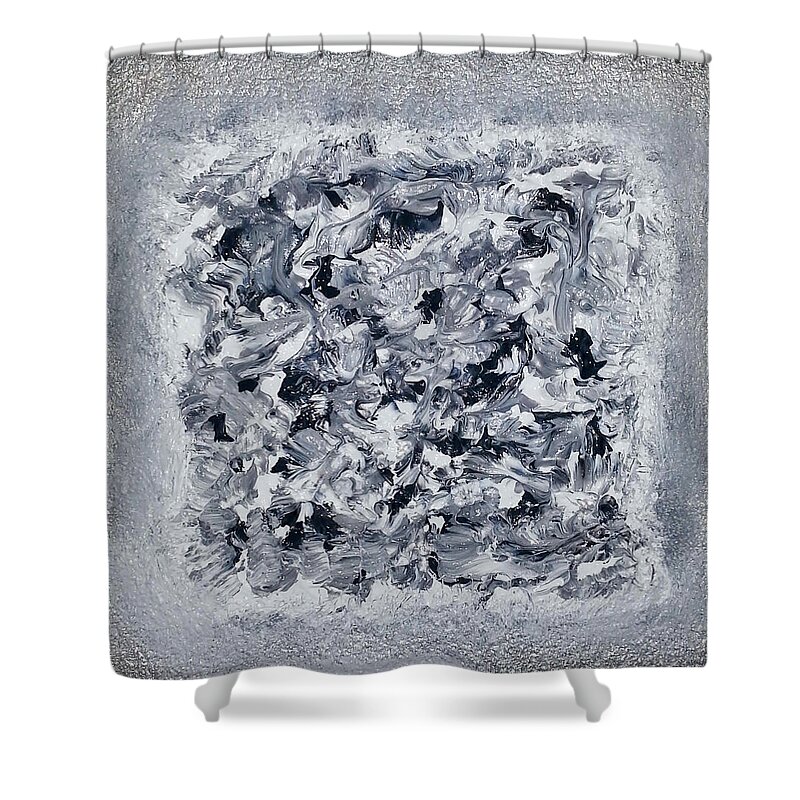 Abstract Painting Shower Curtain featuring the painting G4 - greys by KUNST MIT HERZ Art with heart