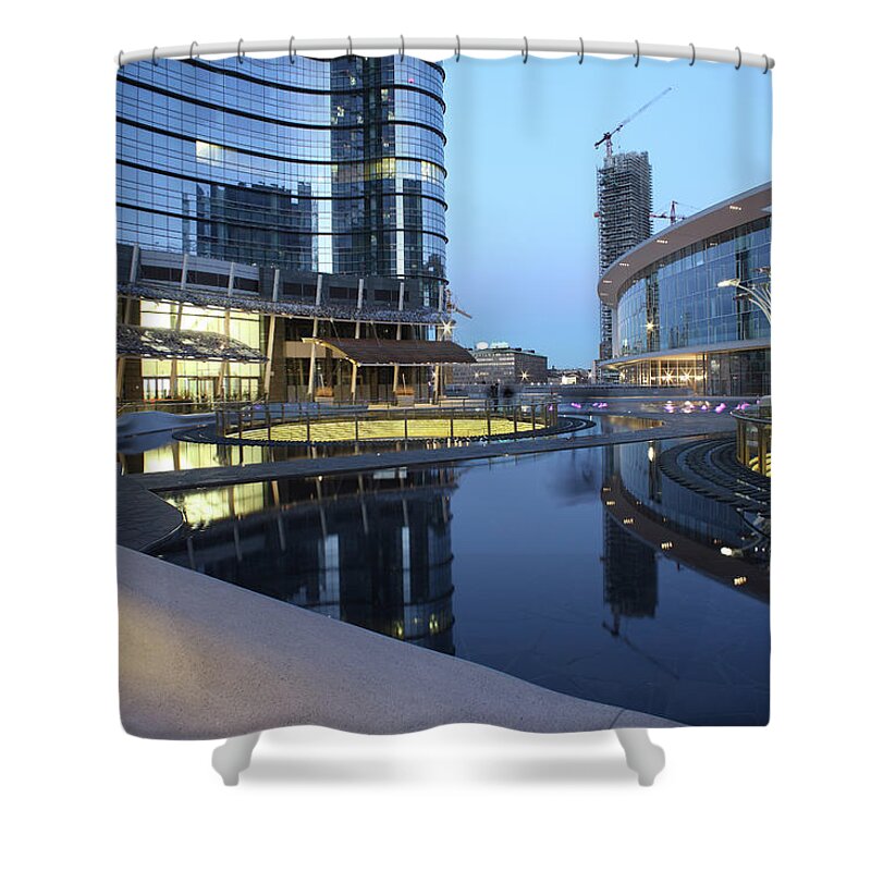 Corporate Business Shower Curtain featuring the photograph Gae Aulenti Square, Milan by Vincenzo Lombardo