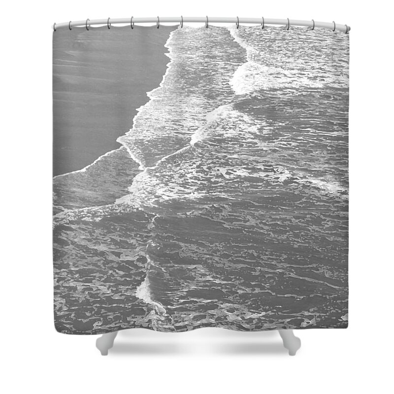 Coast Shower Curtain featuring the photograph Galveston Tide in Grayscale by Connie Fox