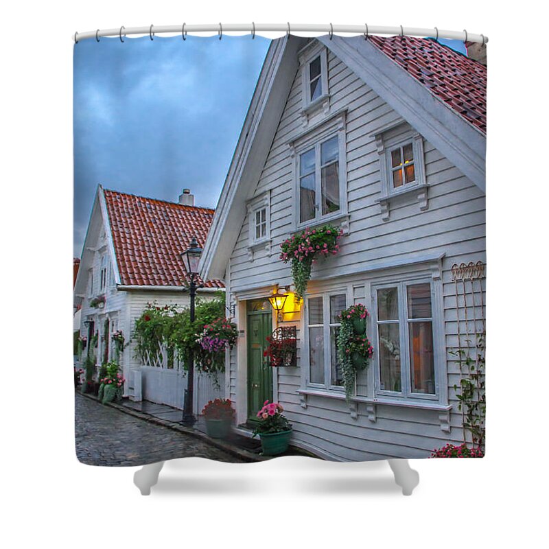 Scandinavian Shower Curtain featuring the photograph Gamle Stavanger Norway 2 by Amanda Mohler