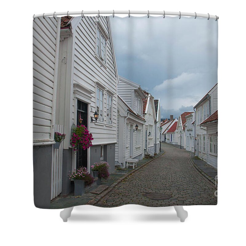 Scandinavian Shower Curtain featuring the photograph Gamle Stavanger Norway 3 by Amanda Mohler