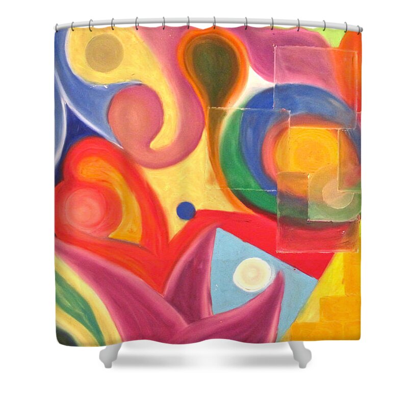 Oil Shower Curtain featuring the pastel Garden Dreams by Steve Sommers