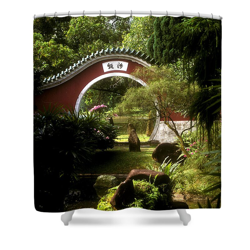 Singapore Shower Curtain featuring the photograph Garden Moon Gate 21E by Gerry Gantt