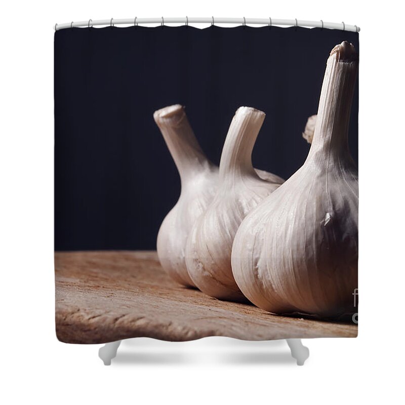 Garlic Shower Curtain featuring the photograph Garlic by Jelena Jovanovic
