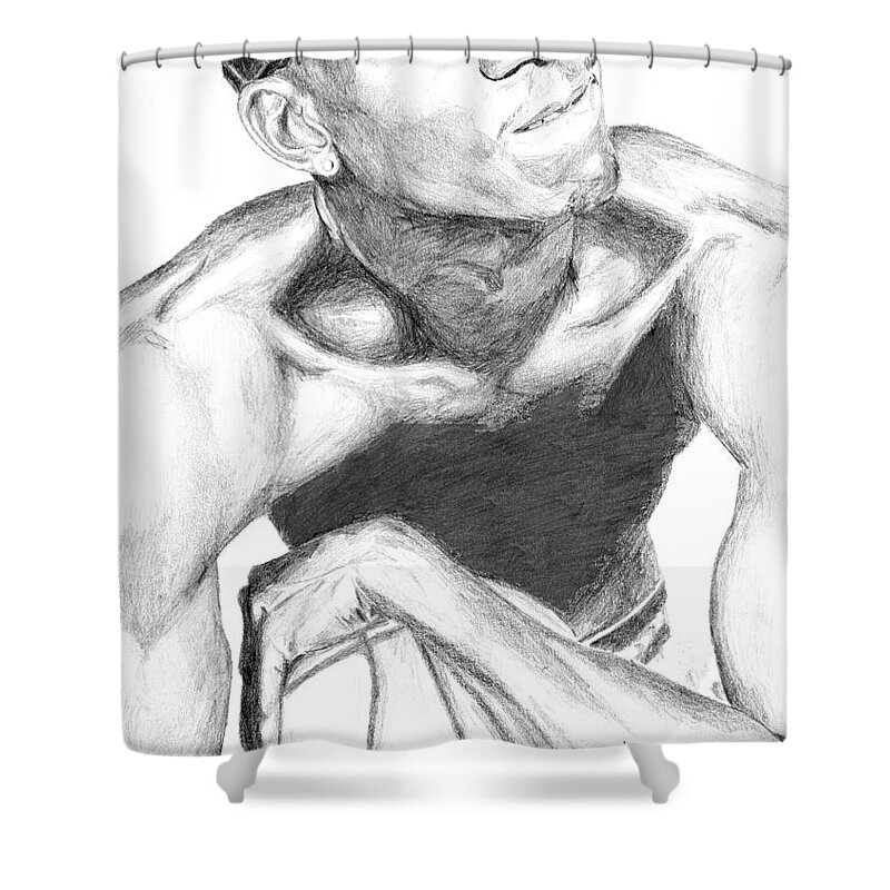 Garnett Shower Curtain featuring the drawing Garnett 2 by Tamir Barkan