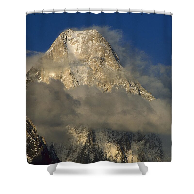 Feb0514 Shower Curtain featuring the photograph Gasherbrum Iv Western Face Pakistan by Ned Norton
