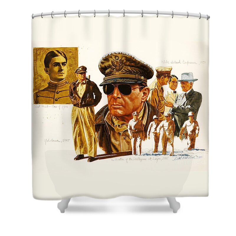 Portrait Shower Curtain featuring the painting General MacArthur by Dick Bobnick