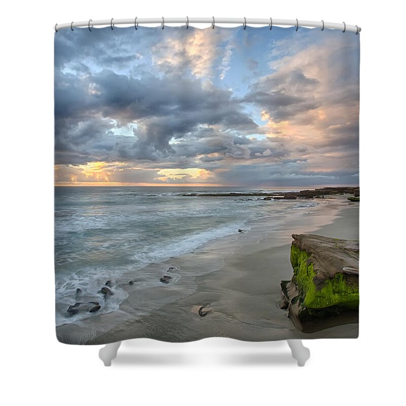 Beach Shower Curtain featuring the photograph Gentle Sunset by Peter Tellone