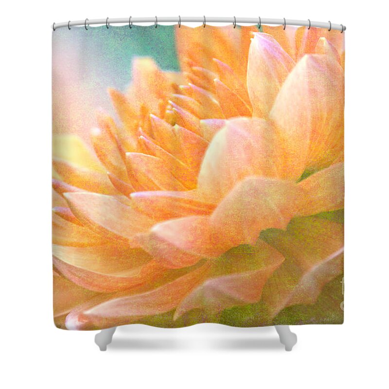 Gently Textured Dahlia Shower Curtain featuring the digital art Gently Textured Dahlia by Femina Photo Art By Maggie
