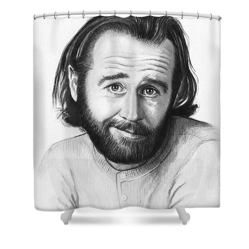 George Carlin Shower Curtain featuring the painting George Carlin Portrait by Olga Shvartsur