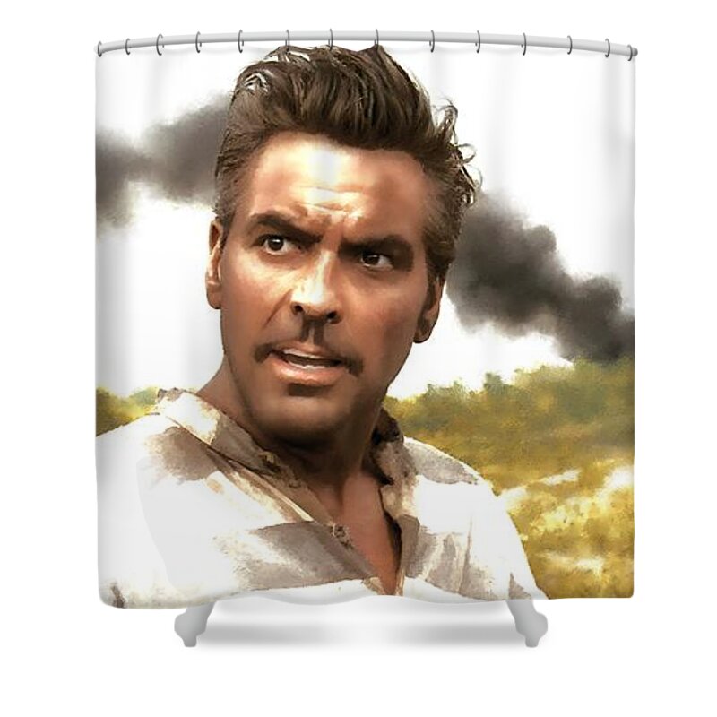 Ethan And Joel Coen Movies Shower Curtain featuring the digital art George Clooney in the film O Brother Where Art Thou by Gabriel T Toro