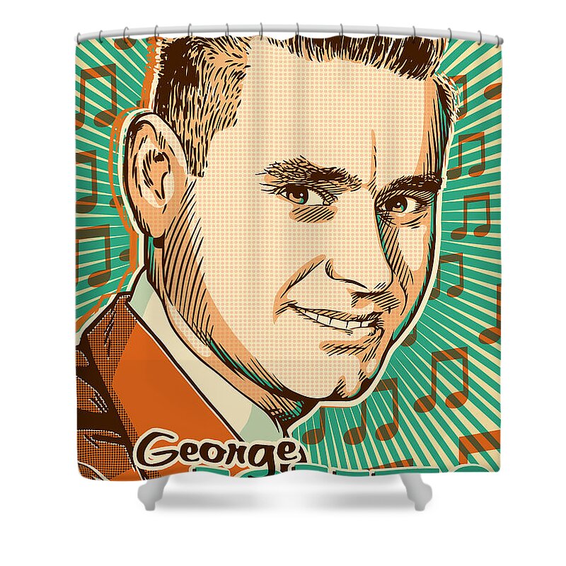 Country And Western Shower Curtain featuring the digital art George Jones Pop Art by Jim Zahniser