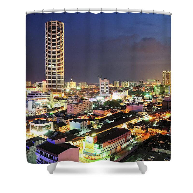 Tranquility Shower Curtain featuring the photograph George Town At Night by Jordan Lye