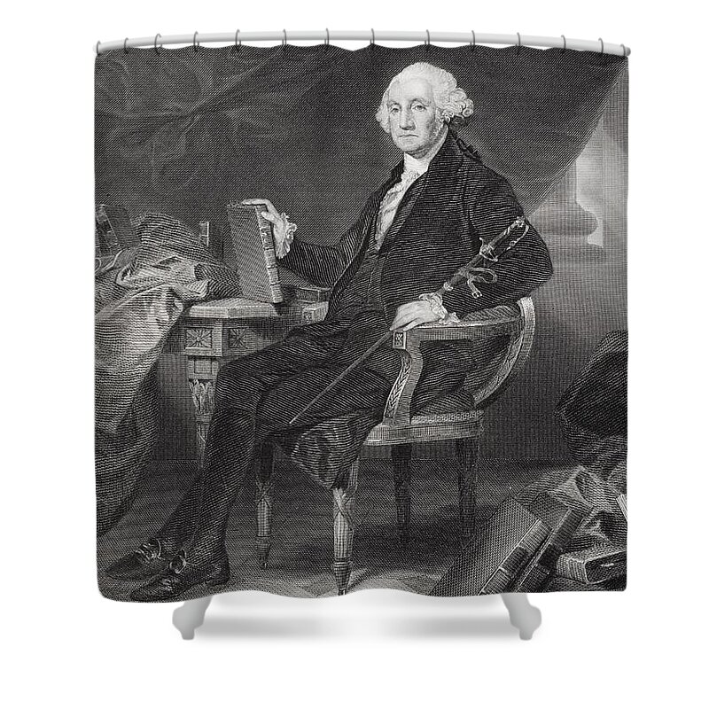 18th Century Shower Curtain featuring the photograph George Washington 1732-1799. Commander by Ken Welsh