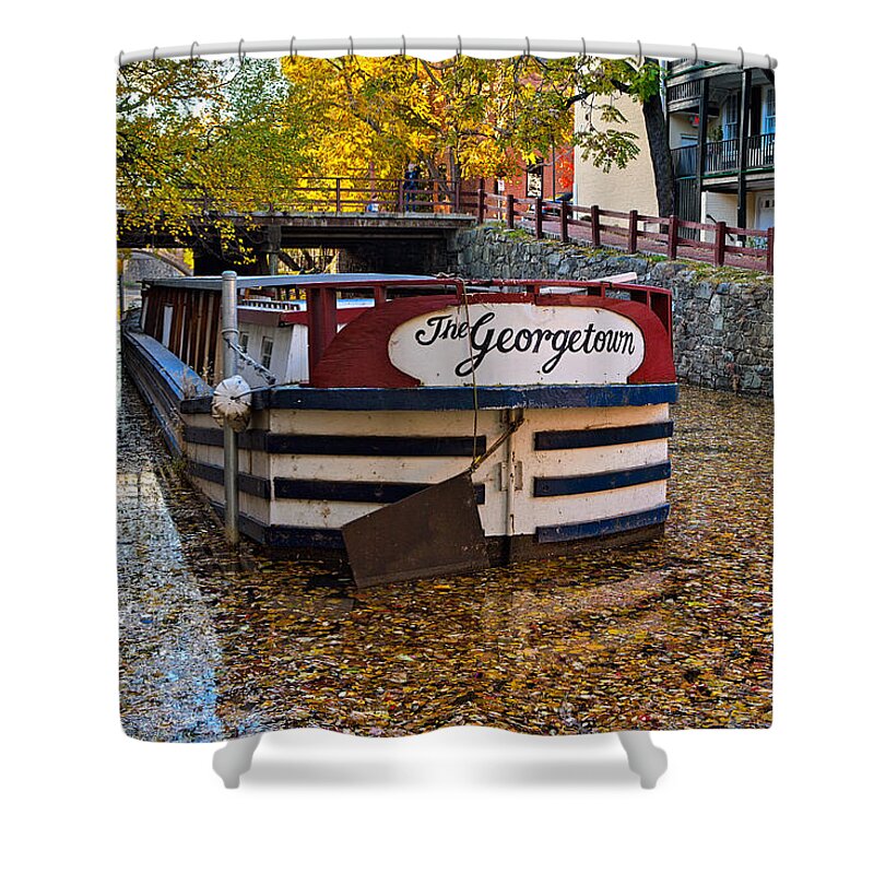 Barge Shower Curtain featuring the photograph Georgetown Barge by Jerry Fornarotto