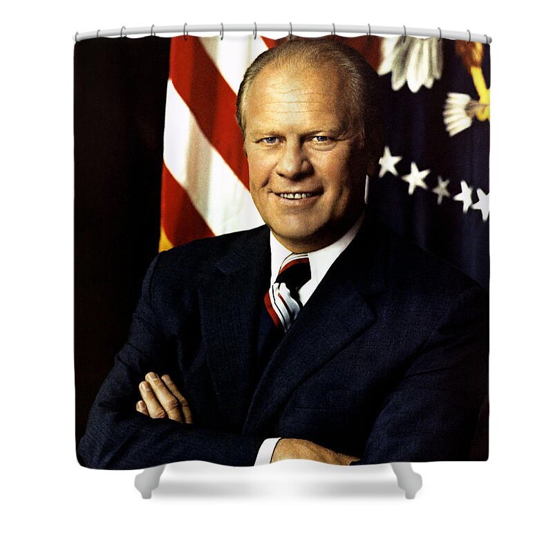 Gerald Ford Shower Curtain featuring the digital art Gerald Ford by Georgia Clare
