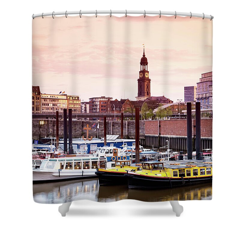 Tourboat Shower Curtain featuring the photograph Germany, Hamburg, View Of Saint by Westend61