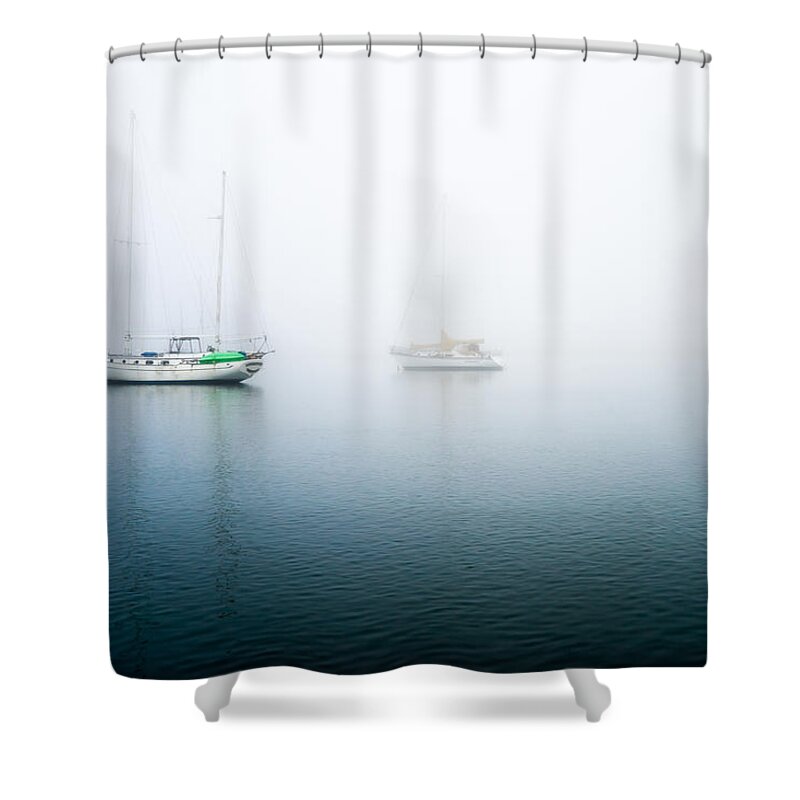 Morro Bay Shower Curtain featuring the photograph Ghost Boats in Morro Bay by Priya Ghose