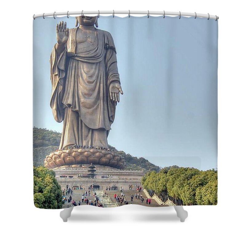 Buddha Shower Curtain featuring the photograph Giant Buddha by Bill Hamilton