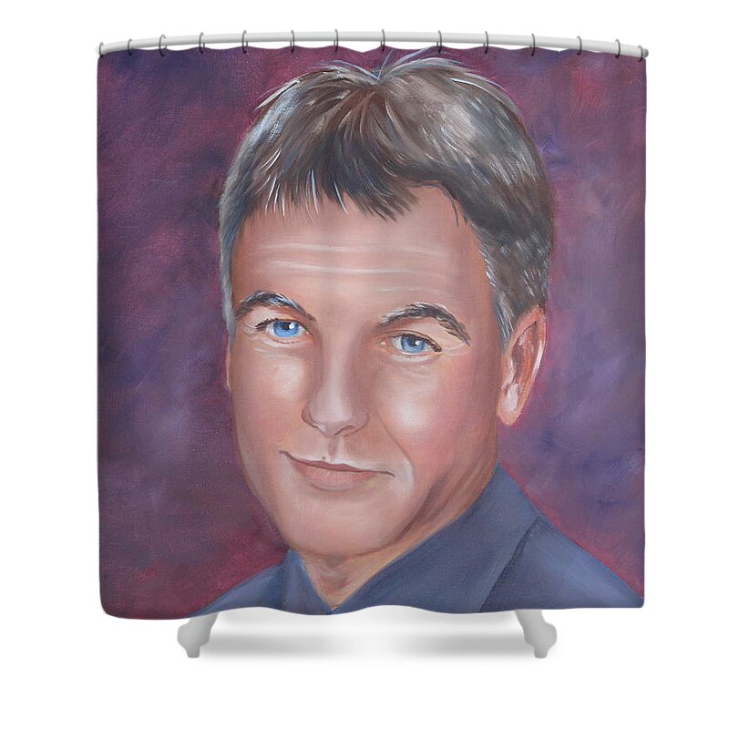 Portraits Shower Curtain featuring the painting Gibbs of NCIS by Kathie Camara