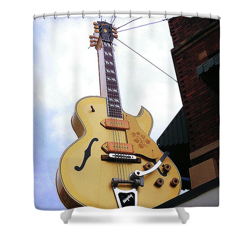 Gibson Shower Curtain featuring the photograph Gibson Bigsby by Paul Mashburn