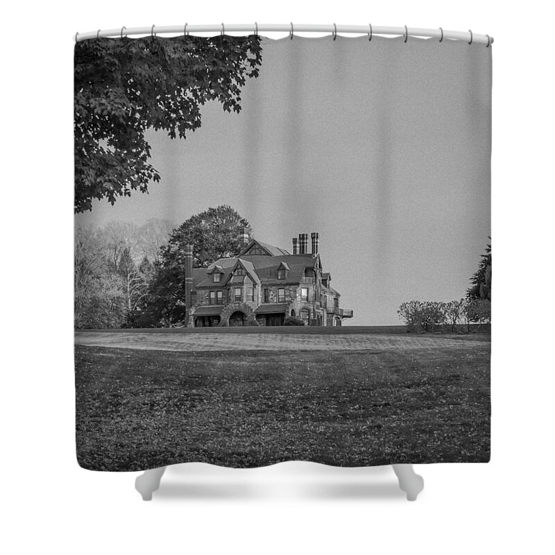 Black And White Shower Curtain featuring the photograph Gilded Age Mansion by Brian MacLean