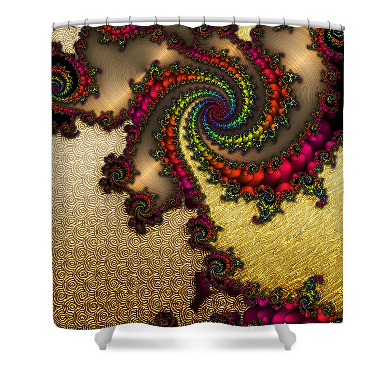 Flowers Shower Curtain featuring the digital art Gilded Fractal 10 by Ann Stretton