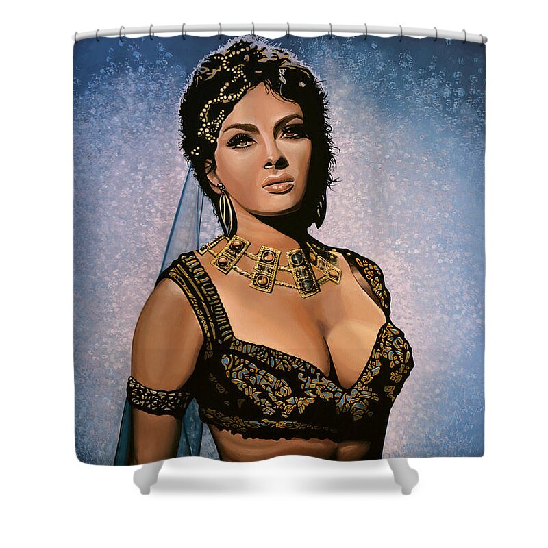 Gina Lollobrigida Shower Curtain featuring the painting Gina Lollobrigida Painting by Paul Meijering