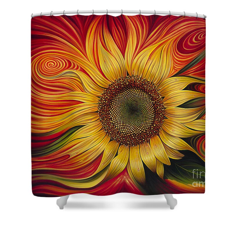 Sunflower Shower Curtain featuring the painting Girasol Dinamico by Ricardo Chavez-Mendez