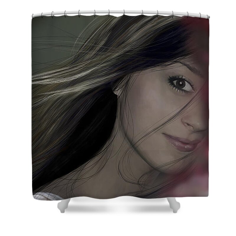 Girl Shower Curtain featuring the digital art Girl by Kate Black