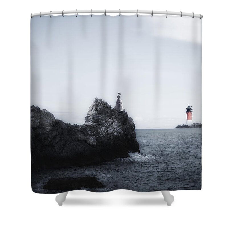 Girl Shower Curtain featuring the photograph Girl On Cliffs by Joana Kruse
