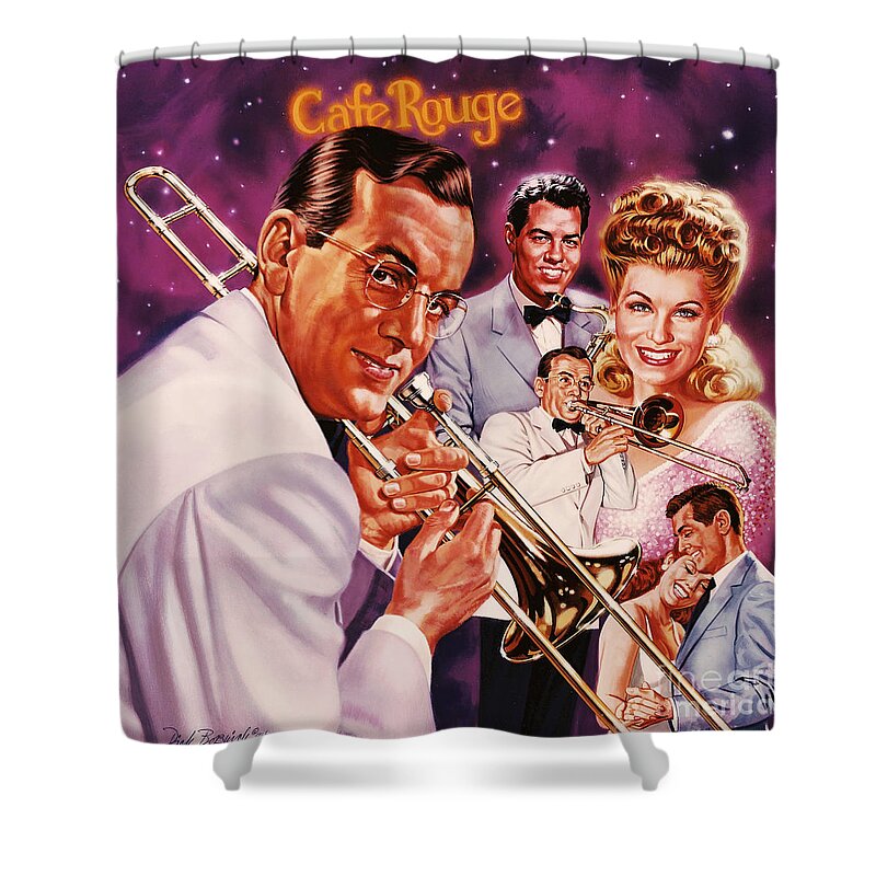 Portrait Shower Curtain featuring the painting Glenn Miller by Dick Bobnick