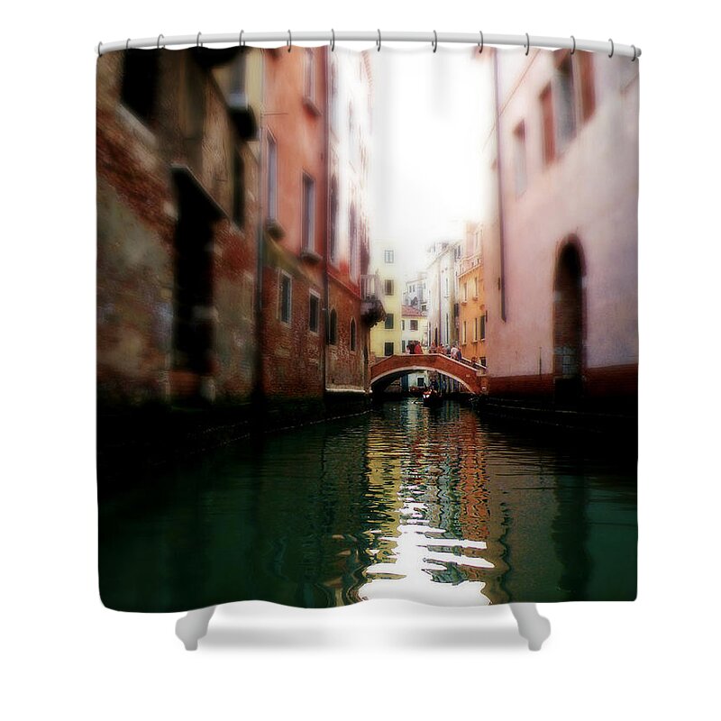 Gliding Along The Canal Shower Curtain featuring the photograph Gliding Along the Canal by Micki Findlay