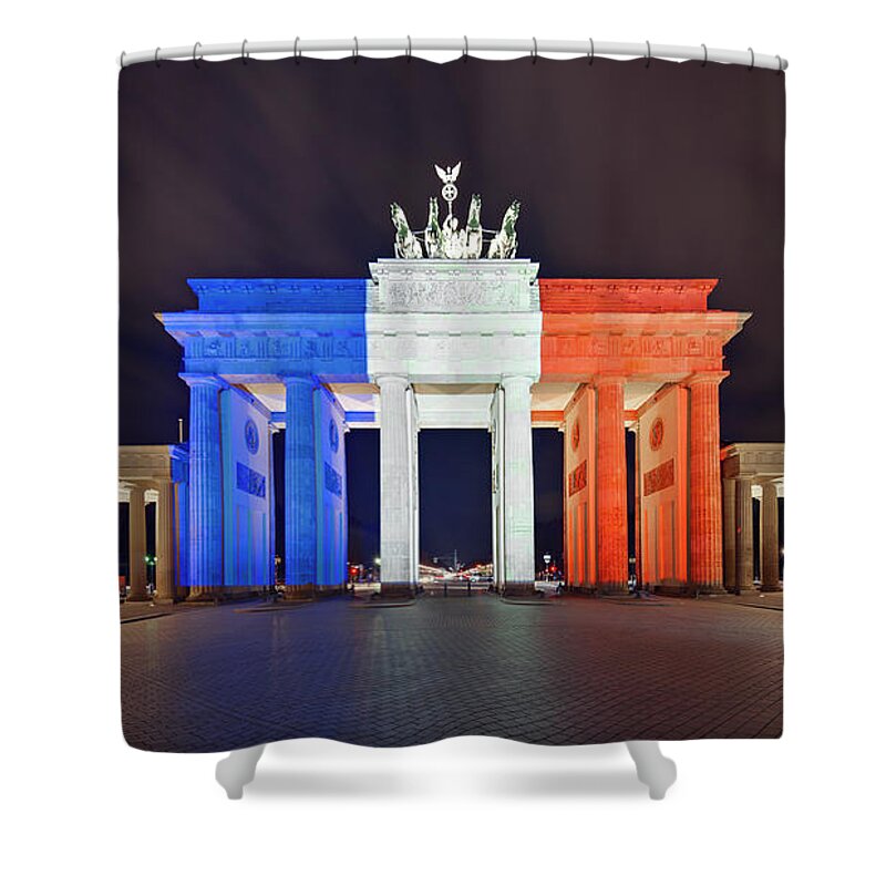 Berlin Shower Curtain featuring the photograph Global Reaction To Paris Terror Attacks by Ricowde